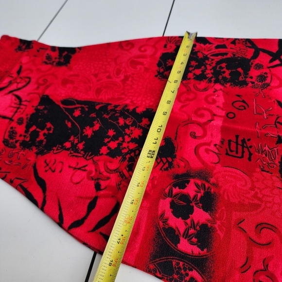 E. Gen Red Black Stretch Swim Cover Up Women's Print Dress Tie Shoulder Sz S - Picture 11 of 15